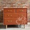 Commode 4 tiroirs terracotta pieds fuseaux vue de face