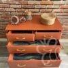 Commode 4 tiroirs terracotta pieds fuseaux vue intérieur tiroir