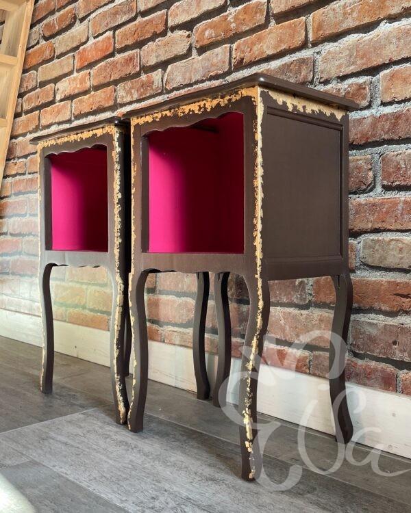 Paire de chevets chocolat-framboise vue 3/4