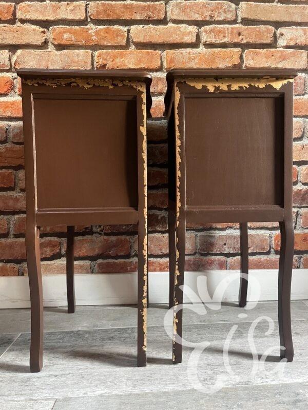 Paire de chevets chocolat-framboise vue côté