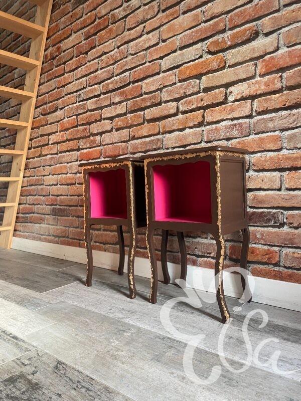 Paire de chevets chocolat-framboise vue générale