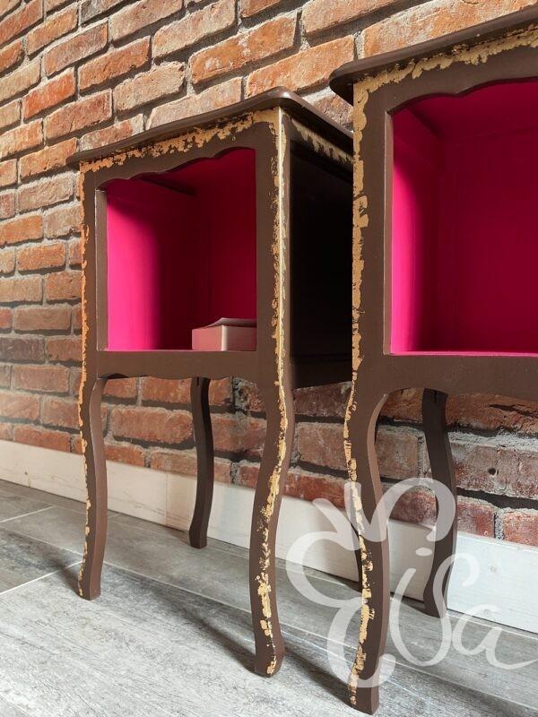 Paire de chevets chocolat-framboise vue 3/4